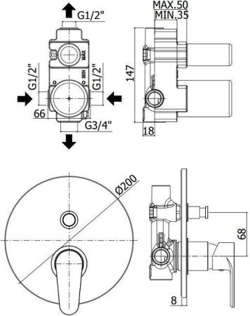 Смеситель для душа Paffoni Green GR015CR (с внутренней частью), артикул GR015CR