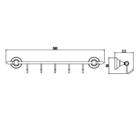 Планка с крючками Savol S-06875A, хром, артикул S-06875A