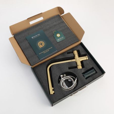 Смеситель для кухни с подключением фильтра Splenka S70.61.03, золотой сатин, артикул S70.61.03