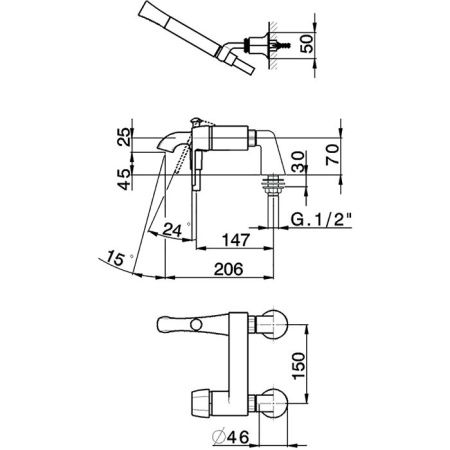 CISAL Cherie Смеситель для ванны однорычажный, с душевым комплектом, цвет золото/черный