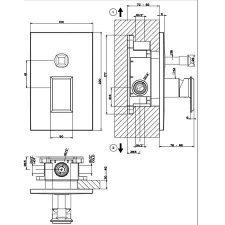 Gessi Eleganza Встраиваемый однорычажный смеситель с автоматическим переключателем ванна/душ(внешние части), цвет: хром