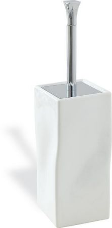 Stil Haus Prisma, напольный керамический ёрш, цвет хром - белая керамика, артикул PR796(08-BI)