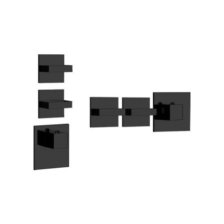 Gessi Rettangolo Встраиваемый термостат, подключение на 3/4”, с 2мя независимыми выходами(внешние части), цвет: черный