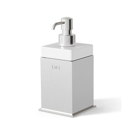 DEVON Cube Дозатор жидкого мыла настольный, цвет белый/хром, артикул CUBE330CR