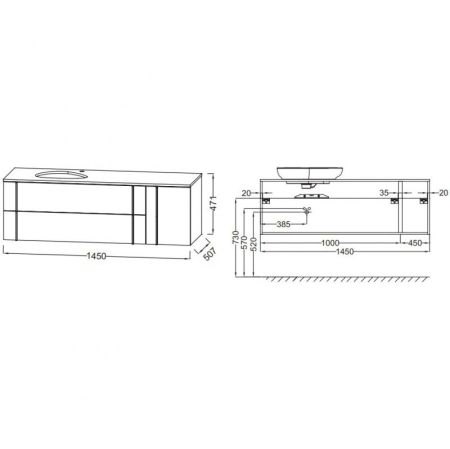 Тумба под раковину Jacob Delafon Nouvelle Vague 145 EB3043RU-N18 подвесная Белый глянец, артикул EB3043RU-N18