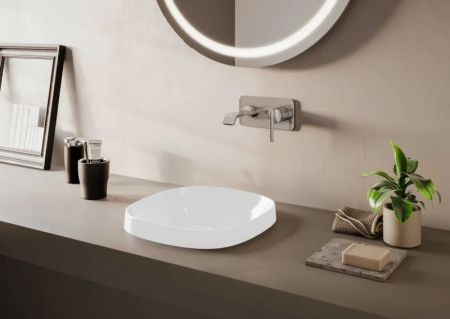 Раковина, Vitra, Frame, ширина, мм-410, глубина, мм-390, высота, мм-150, тип установки-встраиваемый, отверстия для смесителя-отсутствуют, без перелива, материал-керамика, вид грязеотталкивающего покрытия-VitrA Clean, цвет-белый