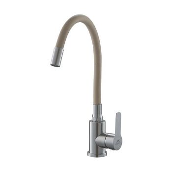 Смеситель для кухни с гибким изливом FASHUN A54101-15, сатин/бежевый