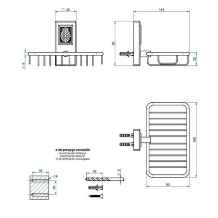 THG METROPOLIS CRISTAL NOIR Мыльница-корзина металлическая 160х95 мм., цвет хром, артикул A2L-A02-620