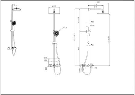 Термостатическая душевая система 3jet 260мм AQUATEK, матовый черный AQ2043MB, артикул AQ2043MB