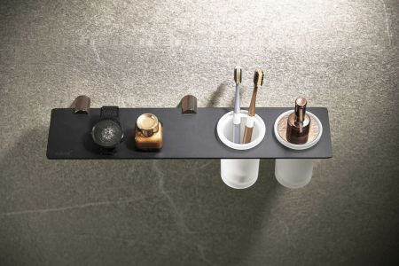 Дозатор для жидкого мыла и стакан с полочкой Savol S-002169HD, черный/бронза, артикул S-002169HD