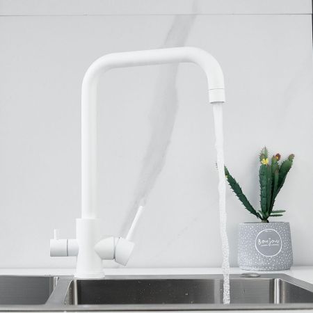 Смеситель для кухни с подключением фильтра воды Raffine F118C, белый, артикул F118C