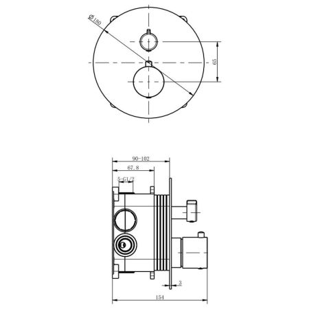 Смеситель термостатический для душа скрытого монтажа EXCELLENT Pi AREX.1248CR (хром), артикул AREX.1248CR