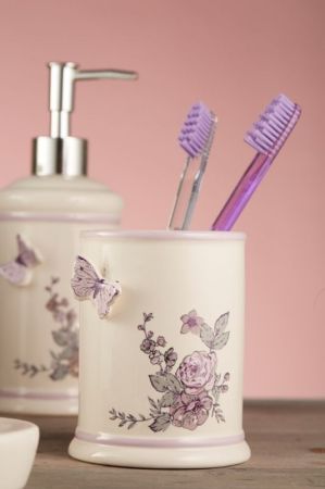 Стакан для зубных щеток Fora Butterfly FOR-BF044 Белый с декором