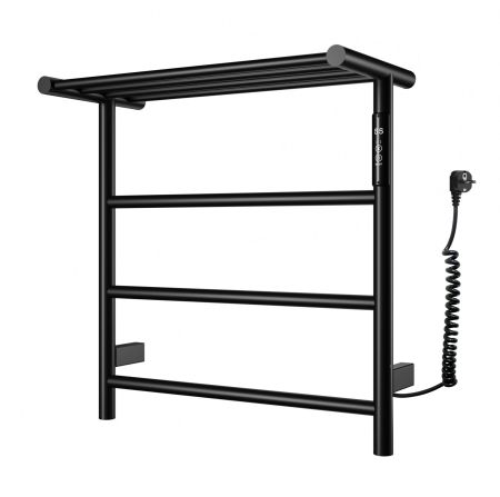 Полотенцесушитель электрический с полкой WONZON & WOGHAND, Черный матовый (WW-AL402-MB), артикул WW-AL402-MB