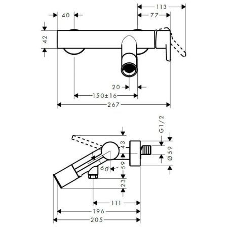 AX Starck Смеситель для ванны, однорычажный, настенный, цвет: хром, артикул 10465000
