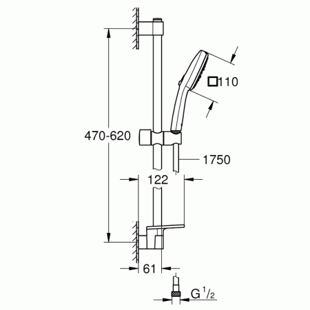 Душевой гарнитур 3 вида струи 27576003 Tempesta Cube, артикул 27576003