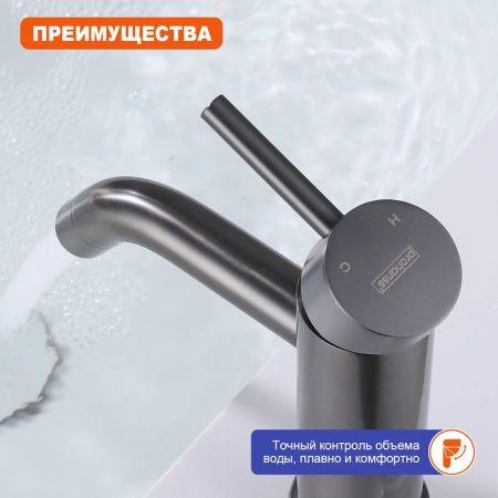 Смеситель для раковины Prohanss P31.10.09, графит