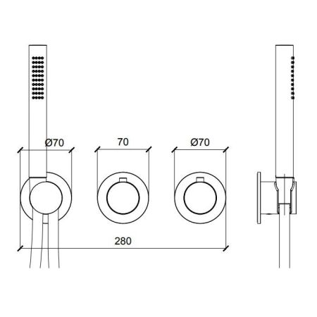 ALMAR Внешняя часть термостатического смесителя с переключателем на 2-3 положения, цвет Black Matt, артикул E180133.MB