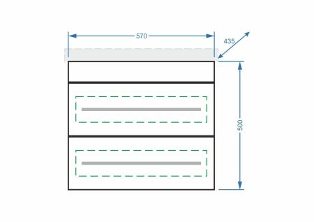 Тумба подвесная "Ванесса 60", 2 ящ., Сомо 60