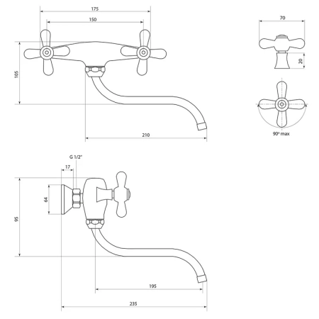 Смеситель для кухни настенный Славен СЛ-ДВ-О24, хром