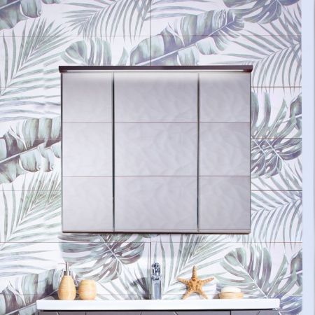 Зеркальный шкаф Бриклаер Кристалл 75 с подсветкой Ясень Анкор темный, артикул 4627125414916