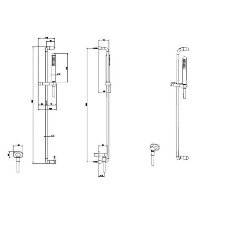 Gessi Goccia Душевая штанга с ручным душем и выводом воды из стены, цвет: черный, артикул 33642#299