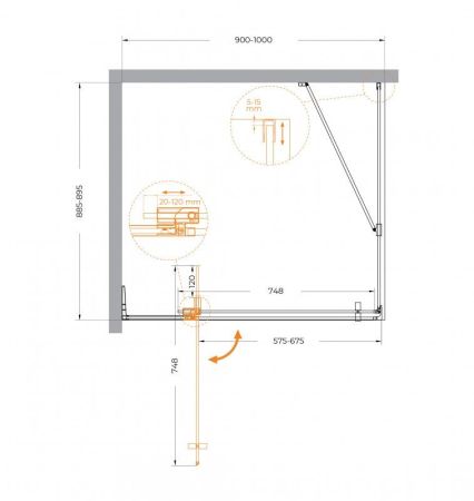 SLIDER-AH-1-80-70/80-BR-GM Душевой уголок, артикул SLIDER-AH-1-80-70/80-BR-GM