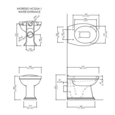 Devon Rose Унитаз напольный  51,5х36 cм  под встраиваемый бачок, цвет: белый, артикул IBWCROSEBTW