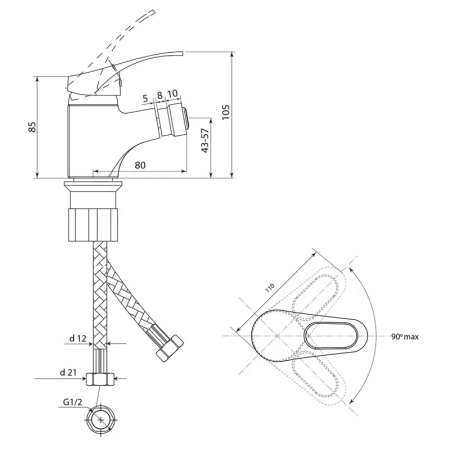 Смеситель для биде Славен СЛ-ОД-Б50, хром, артикул СЛ-ОД-Б50