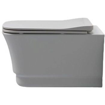 White Ceramic Idea, комплект подвесного безободкового унитаза с быстросъемным ультратонким сиденьем микролифт, цвет черный матовый