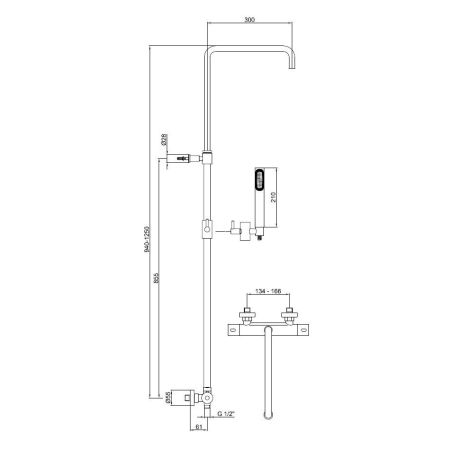 Душевая система с термостатом Webert Elio EL980508560, черный, артикул EL980508560