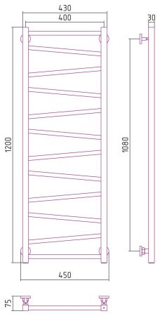 Полотенцесушитель водяной Сирокко 1200х400 (Матовый Белый), артикул 30-0253-1240
