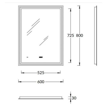 Зеркало TECNO c LED 60 с подсветкой, с функцией антизапотевание, белое глянцевое, артикул TE.mi.60