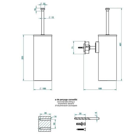 THG PETALE DE CRISTAL BLEU Ёршик для унитаза, подвесной, цвет полированное золото
