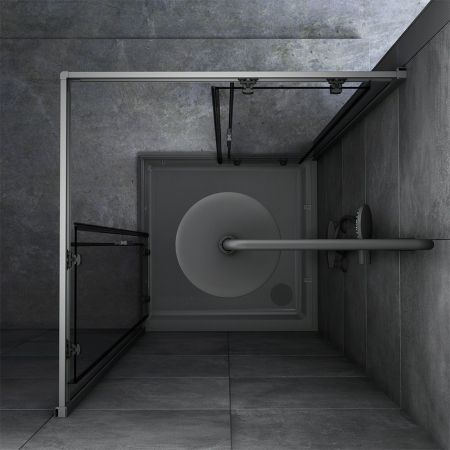 W90G-403-090BT Душевое ограждение Gem Square Slide 90x90 стекло прозрачное, профиль черный матовый,, артикул W90G-403-090BT