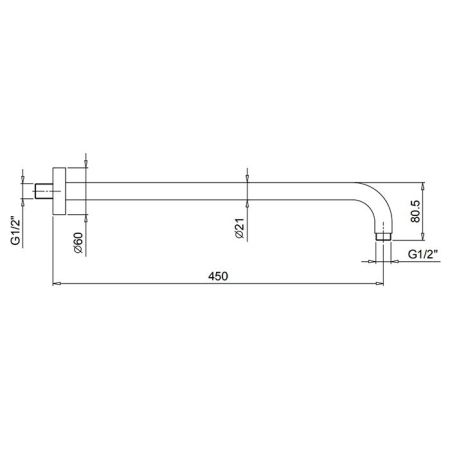 Fantini AF/21 Кронштейн для верхнего душа 45см, цвет Matt Gun Metal PVD, артикул 81 P5 8059
