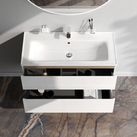 M85AFHX1002WG X-Joy, База под раковину, подвесная, 100 см, 2 ящика, белый глянец, артикул M85AFHX1002WG