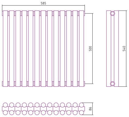 Отопительный радиатор ЭСТЕТ-11 н/ж 500х585 / 13 сек (ЗОЛОТО)