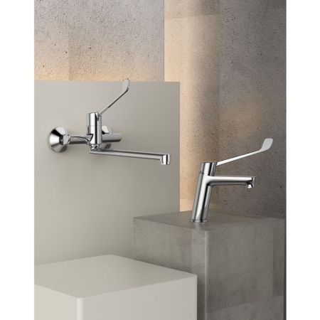 Смеситель для раковины с хирургической ручкой  Splenka S08.21, хром, артикул S08.21