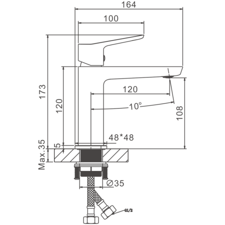 Смеситель для раковины BELZ B10715-3, оружейная сталь, артикул B10715-3