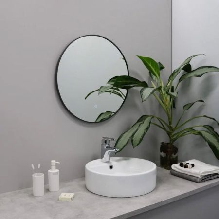 Зеркало с подсветкой LED Fixsen FX-1070F круглое 70х70 см, графит, артикул FX-1070F