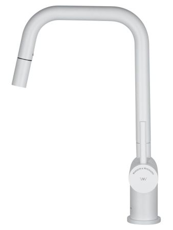 Смеситель для кухни с выдвижным изливом WONZON & WOGHAND, Белый матовый (WW-6018-MW), артикул WW-6018-MW