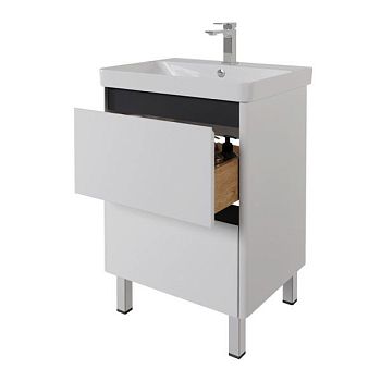 Тумба с раковиной подвесная/напольная Dreja Luxury Plus 60 см, белый