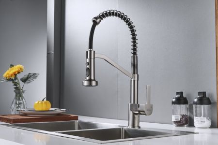 Смеситель для кухни с гибким изливом Shevanik S963L, сатин