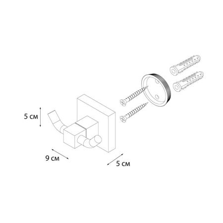 Двойной крючок для ванной FIXSEN METRA FX-11105A, хром, артикул FX-11105A