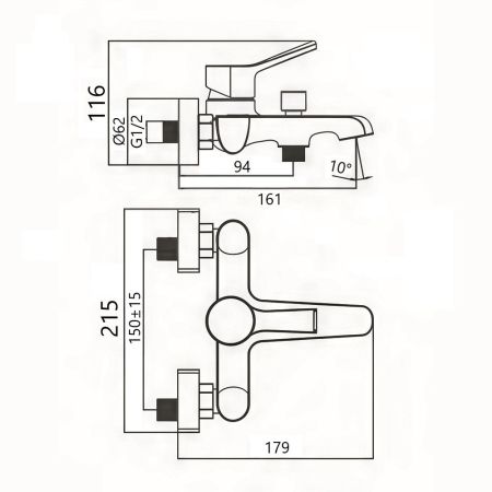 Смеситель для ванны Maretti Elena EA22RF163, хром