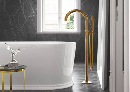 Смеситель для ванны GROHE Atrio New двухвентильный, напольного монтажа, холодный рассвет глянец (25044GL3)