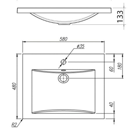 Раковина Florentina Анита 58 см 10.150.00580.001, белая, артикул 10.150.00580.001