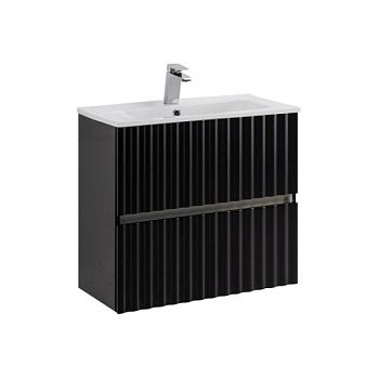 ELEGANT База под раковину подвесная с двумя выкатными ящиками, с LED подсветкой ручек. Чёрный матовый, 570x469x550 AM-ELEGANT-600-2C-SO-NM-LED