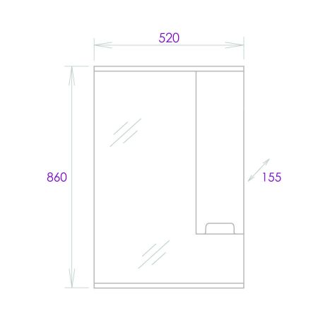 Шкаф-зеркало Onika Харпер 52 белый глянцевый, правый, с подсветкой, артикул 205216